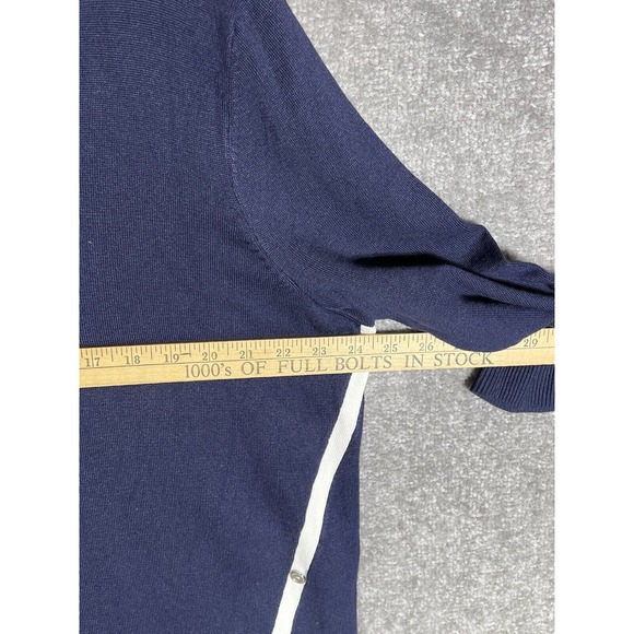 CJ Banks 3/4 Sleeve Asymmetrical Button Accent Knit Sweater Womens Size‎ 1X Blue - Picture 10 of 11